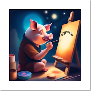 pigcasso legendary pig painter Posters and Art